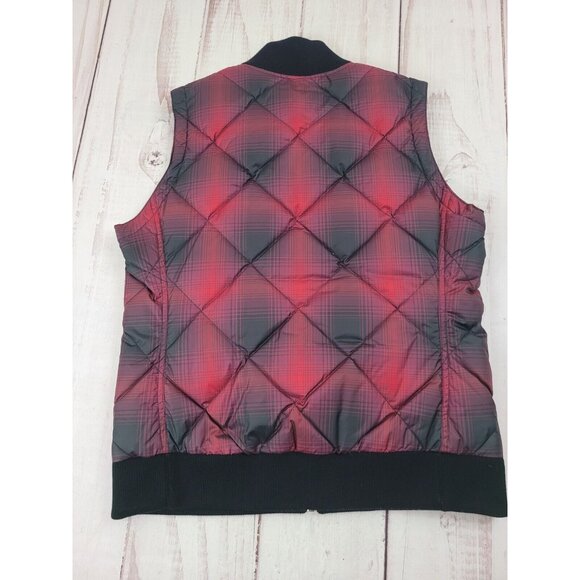 Eddie Bauer Women’s 1936 Skyliner Down Goose Vest Black/Red Plaid Quilted Size L - Picture 5 of 12